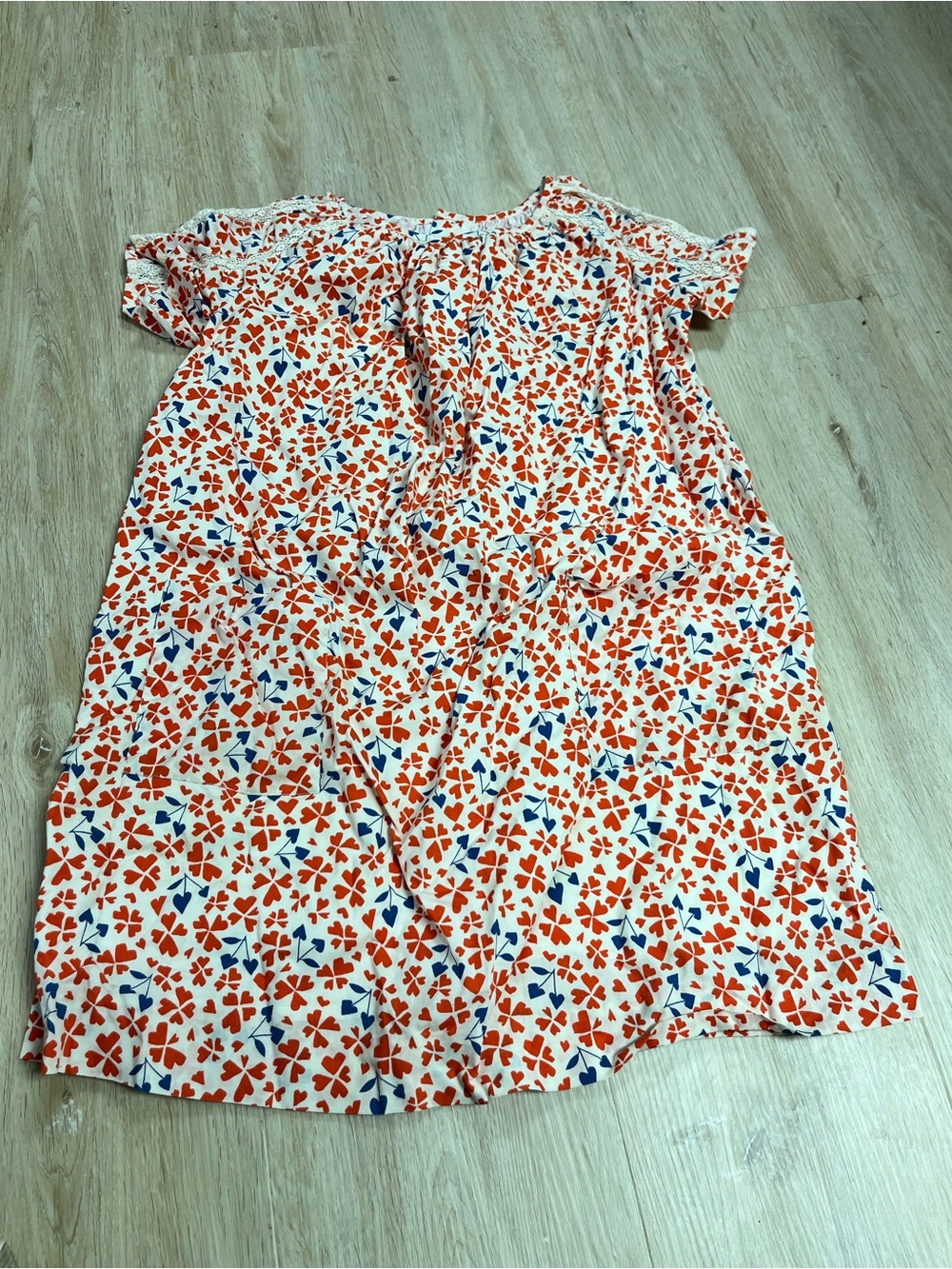 Bonpoint Orange & Blue Floral Short Sleeve Dress